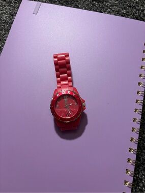 Roxy Pink-Red Resin Link Watch